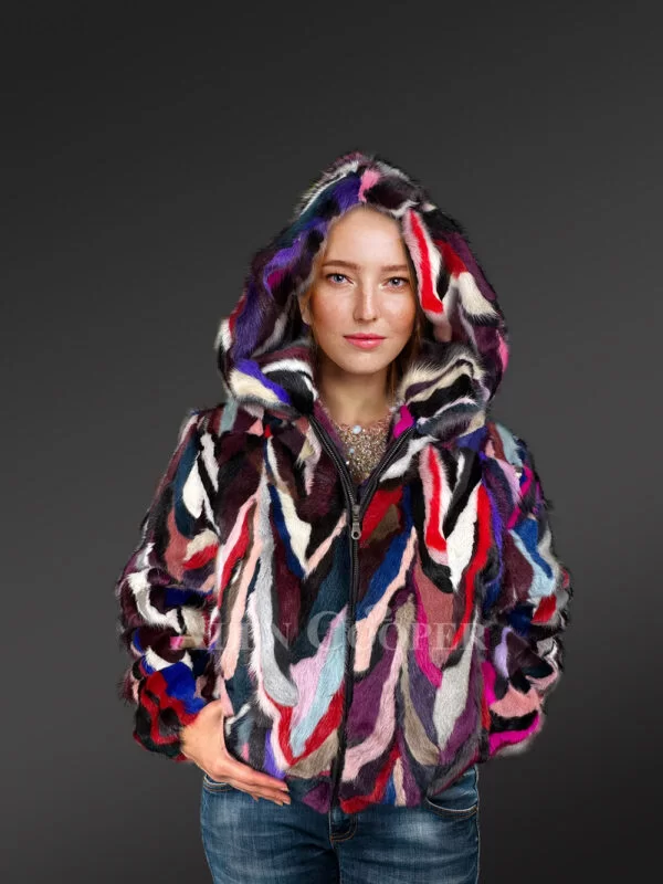 Multicolor Mink Fur Jacket For Women