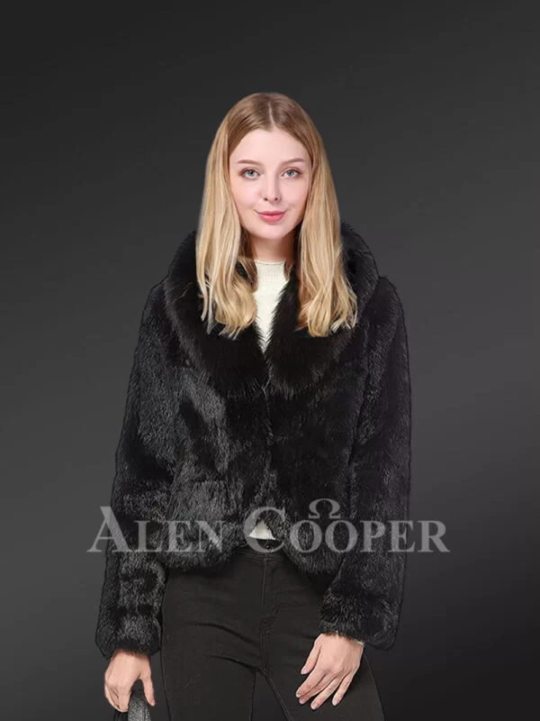 Rabbit Fur Blazer with Fox Fur Accent - Image 3