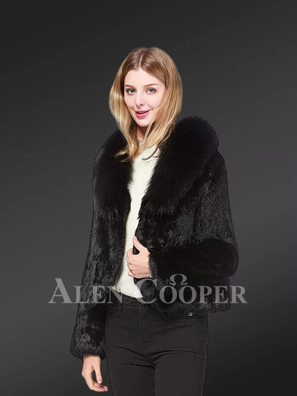 Rabbit Fur Blazer with Fox Fur Accent - Image 2