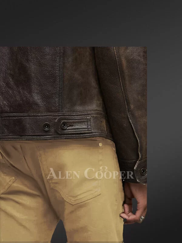 Mens Authentic Leather Jacket in Long Sleeves - Image 6