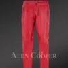 Wine Leather Joggers in Red