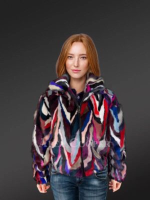 Women Bomber Mink Fur Jacket