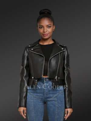 Crop Leather Biker Jacket