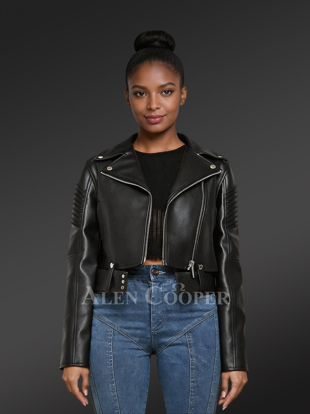 Crop Leather Biker Jacket