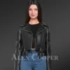 Crop Leather Biker Jacket