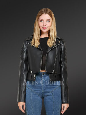 Crop Leather Biker Jacket