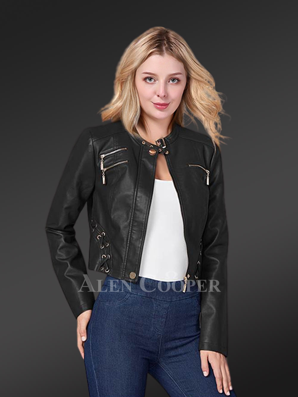 Crop Leather Motorcycle Jacket