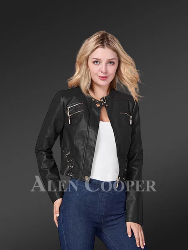 Crop Leather Motorcycle Jacket