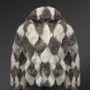 Geometric Rabbit Fur Bomber for Women backside view