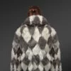 Geometric Rabbit Fur Bomber for Women back view