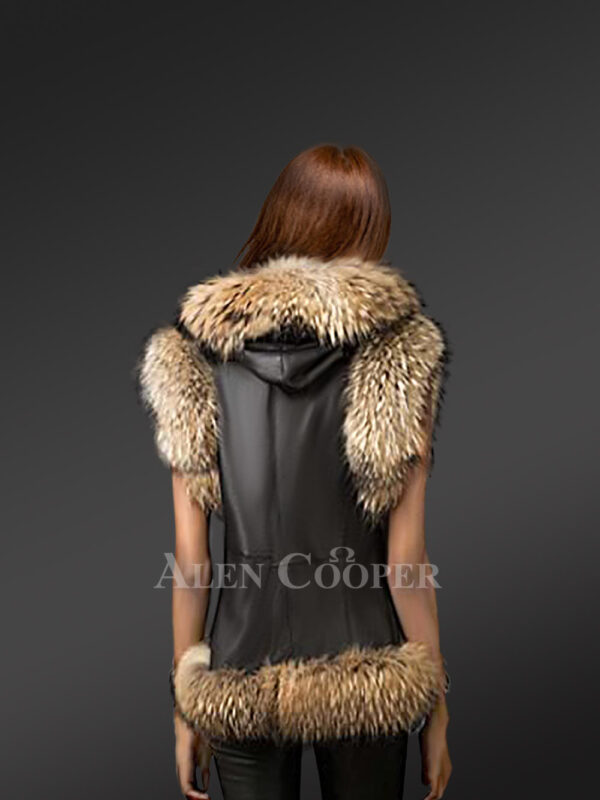 Furry Vest Jacket for Women with Hood - Image 3