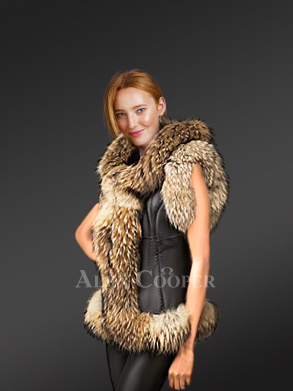 Furry Vest Jacket for Women with Hood - Image 2