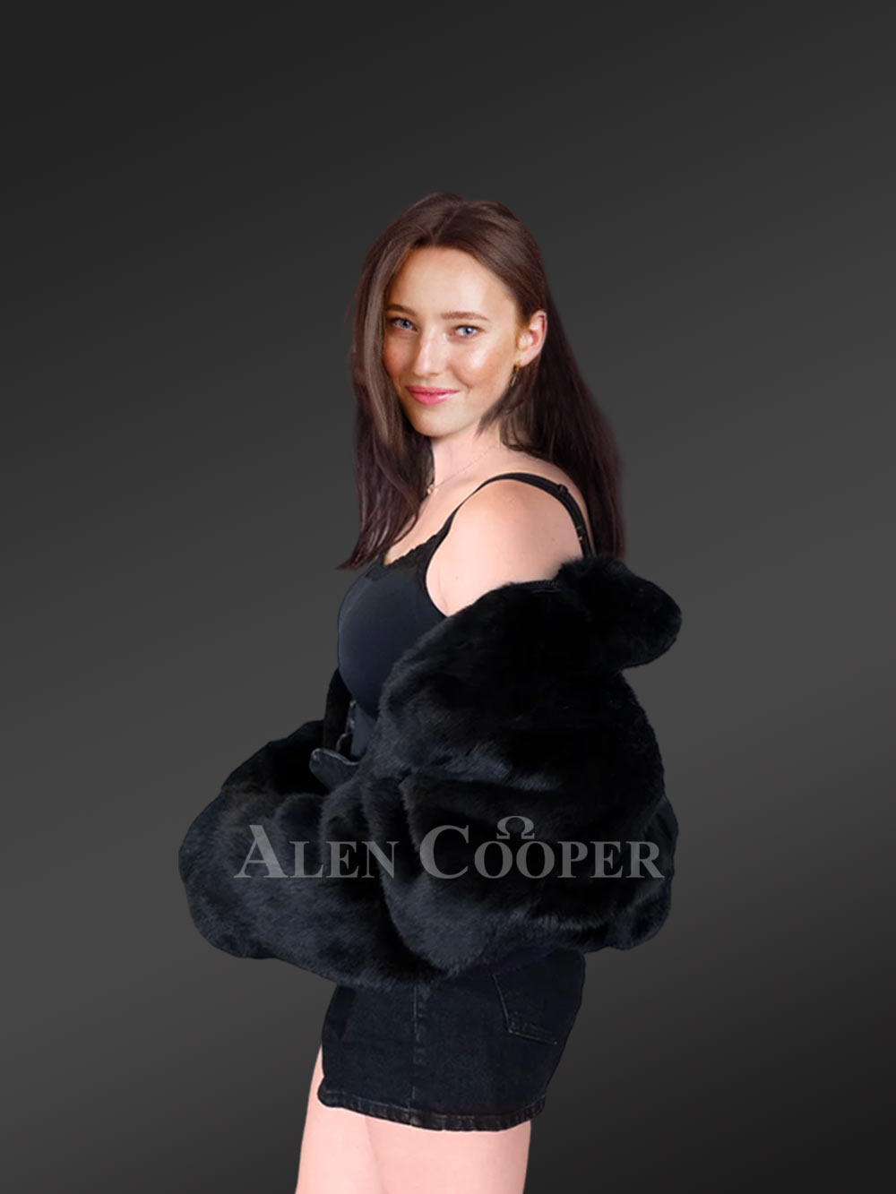 Ultra Plush Turtle Neck Bomber Jacket with Elastic Details - Image 5