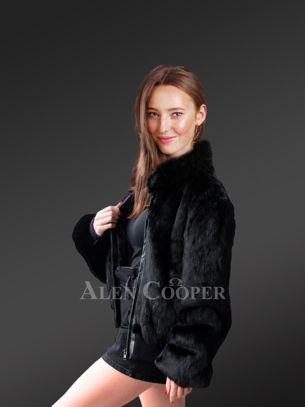 Ultra Plush Turtle Neck Bomber Jacket with Elastic Details - Image 6