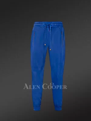Leather Joggers in Blue