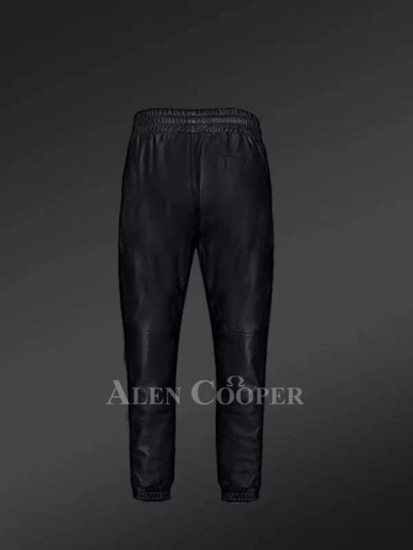 Leather Joggers in Black - Image 3