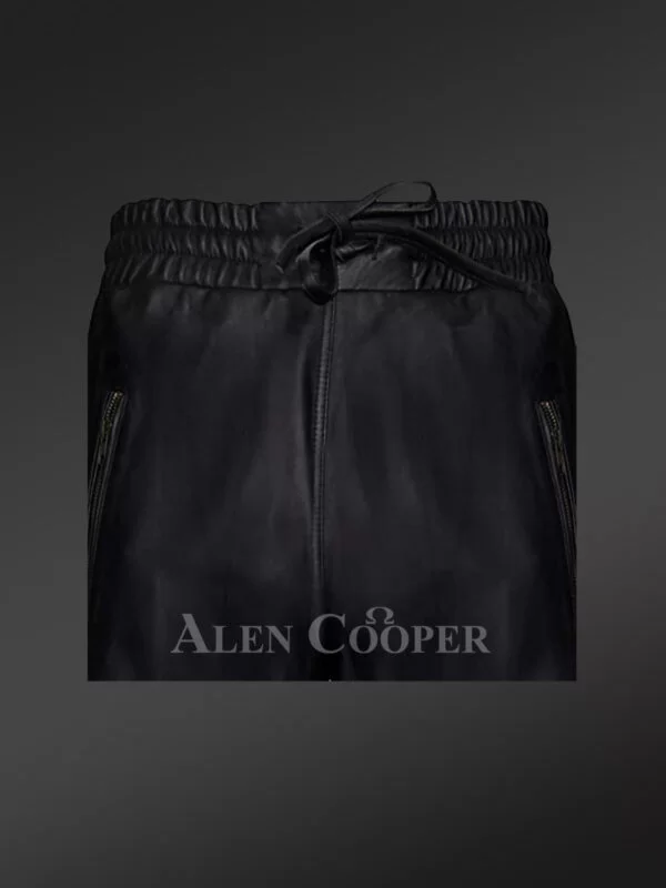 Leather Joggers in Black - Image 4