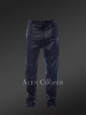 Leather Joggers in Navy