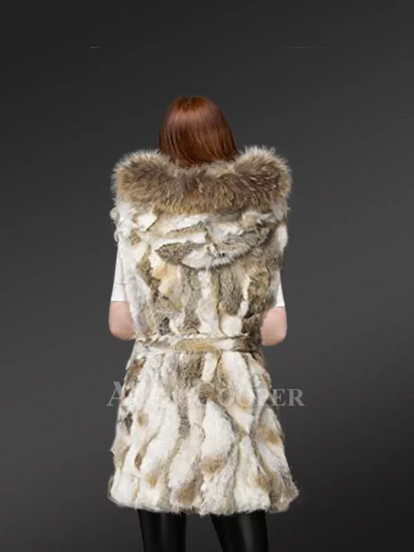 Natural Rabbit Fur Vest with Waistband Tied With a Knot for a Stylish Look - Image 5
