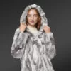 Rabbit Fur Bomber Jacket with Hood