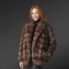 Sable Open Collar Mid Length Coat