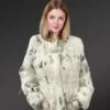 Stand Up Collar Rabbit Coat with Chick Pattern