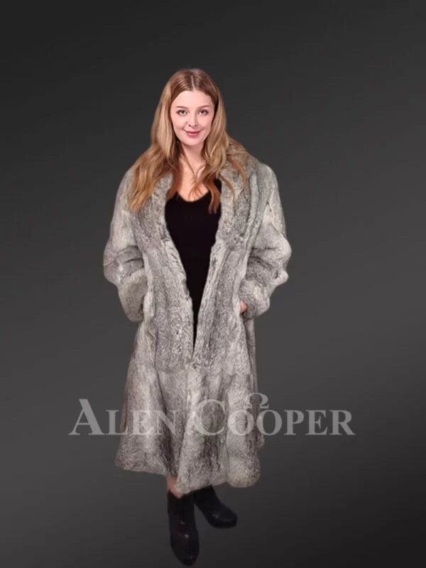Stylish Long Rabbit Fur Coat