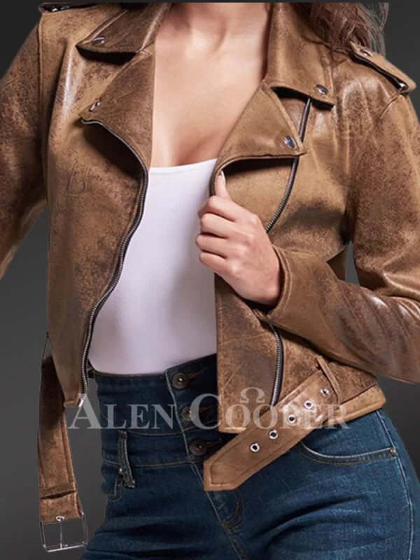 Vintage Brown Biker Jacket - Image 3