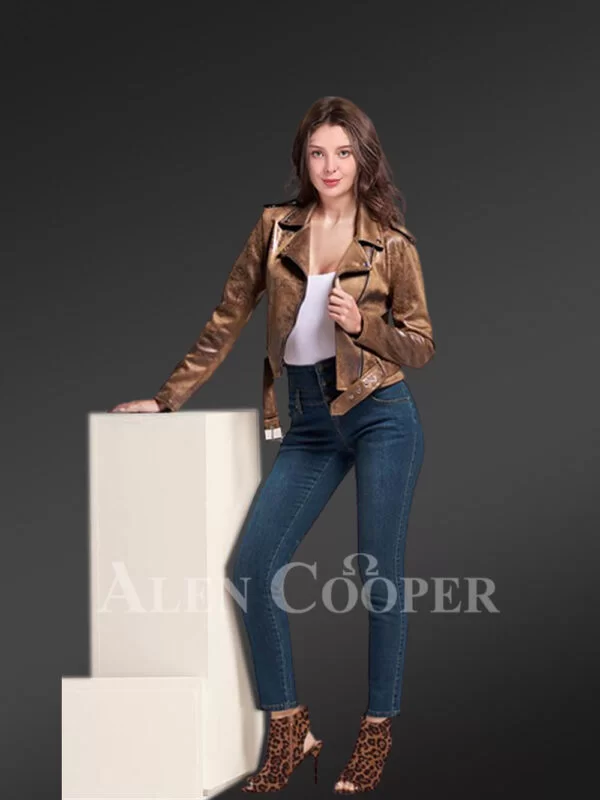 Vintage Brown Biker Jacket - Image 2
