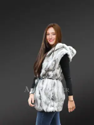 Belted Mid Length Vest left view