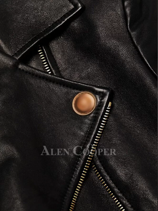 Womens Cropped Moto Leather Jacket Snugly Glowing Your Wintry Eventide - Image 7