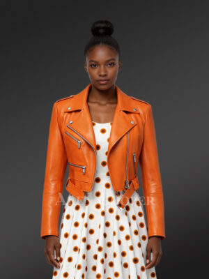 High Waist Biker Jacket with Zippers