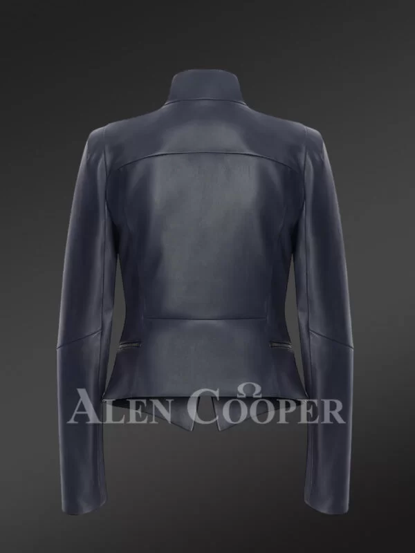 Adjustable Length Single Collar Biker Jacket for women - Image 4