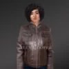 Leather Moto Jacket with Square Pockets