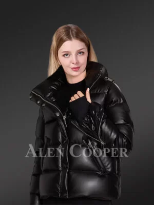 goose down leather jacket