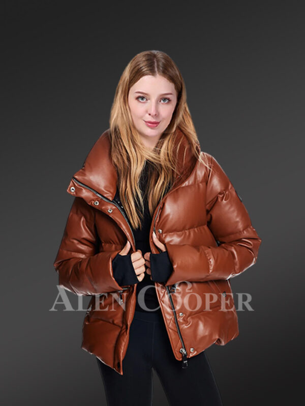 goose down puffer jacket close view