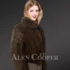 Women’s stylish Real Rabbit Fur Bomber side view