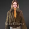 Women’s stylish Real Rabbit Fur Bomber close view