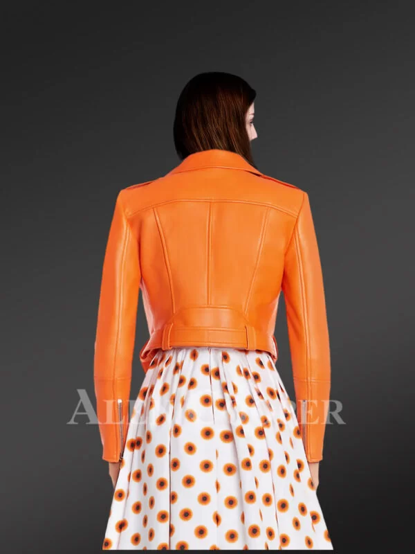 High Waist Biker Jacket with Zippers - Image 4