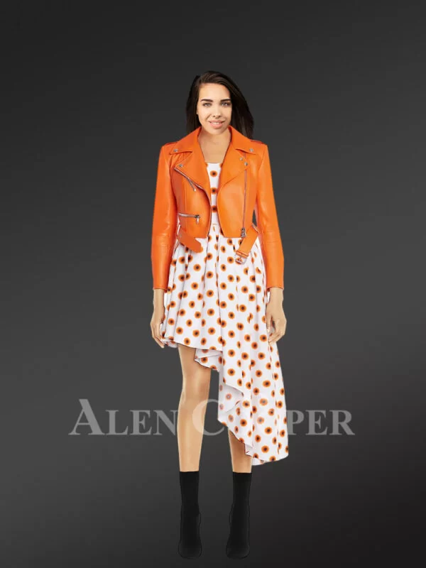 High Waist Biker Jacket with Zippers - Image 3