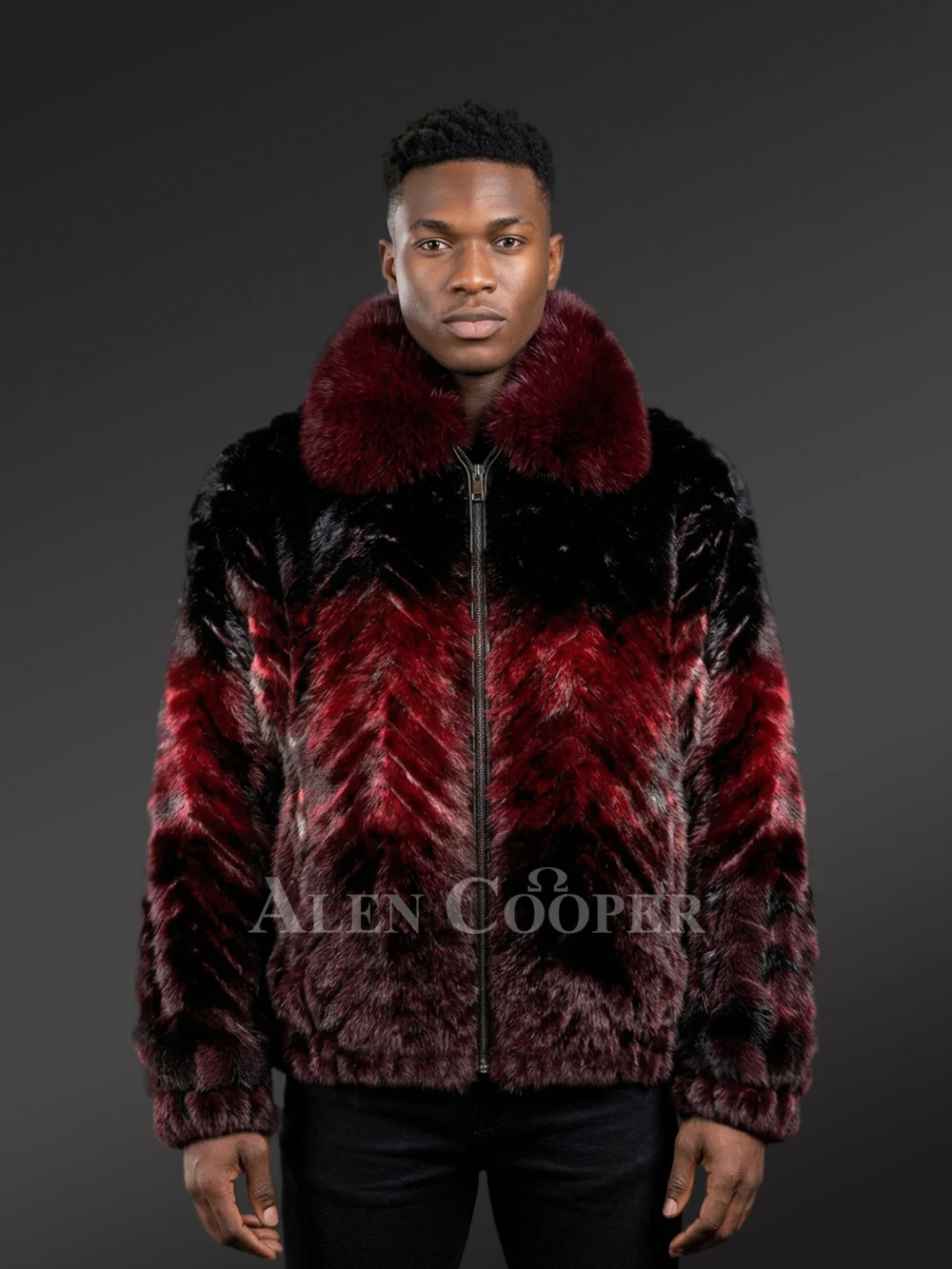 Men Mink Fur Bomber Jacket