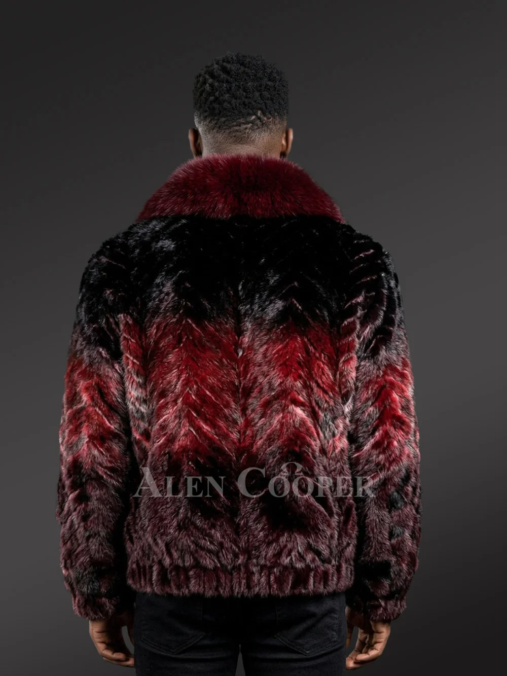 Men Mink Fur Bomber Jacket - Image 7