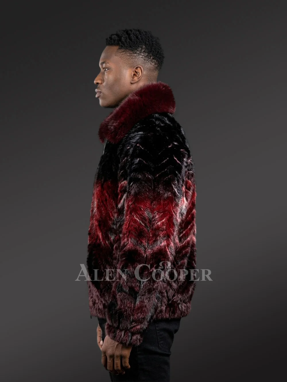 Men Mink Fur Bomber Jacket - Image 6