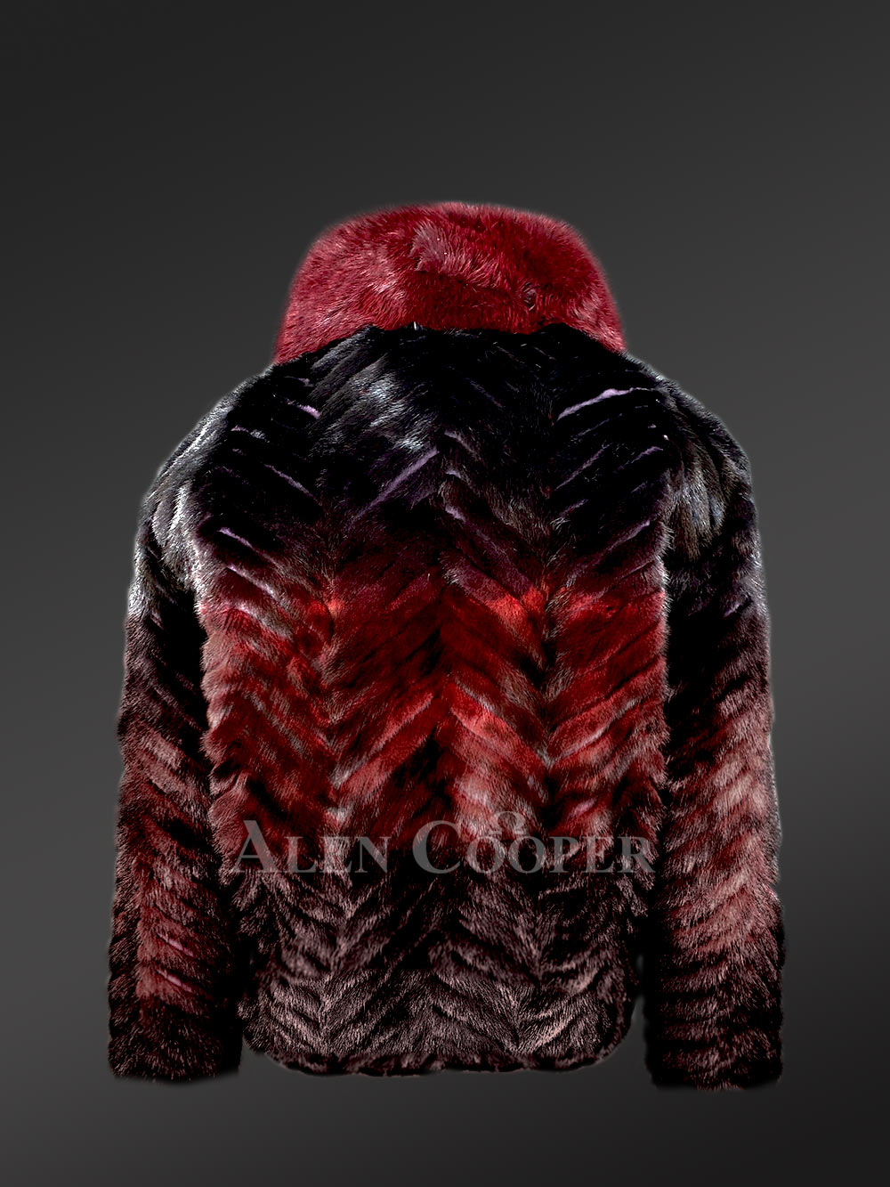 Men Mink Fur Bomber Jacket - Image 6
