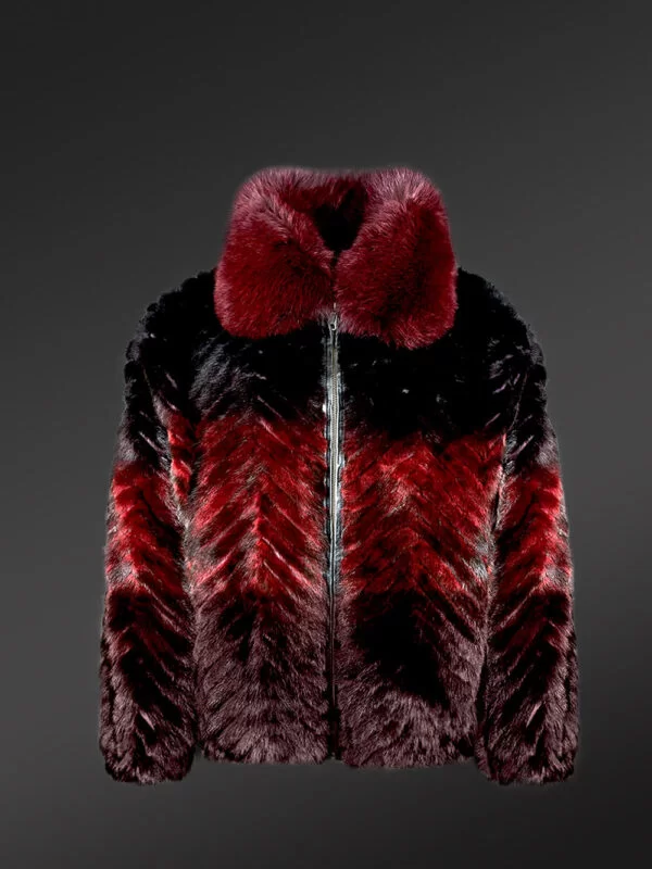 Men Mink Fur Bomber Jacket - Image 3