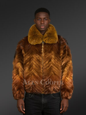 Mink Fur Bomber for Men with Zip-Up Front