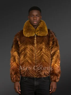 Mink Fur Bomber for Men with Zip-Up Front