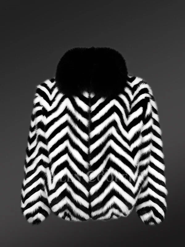 Men Mink Fur Bomber Coat with Zipper Closing - Image 5