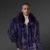 Navy Real Mink Fur Incredible Warm Bomber Jacket