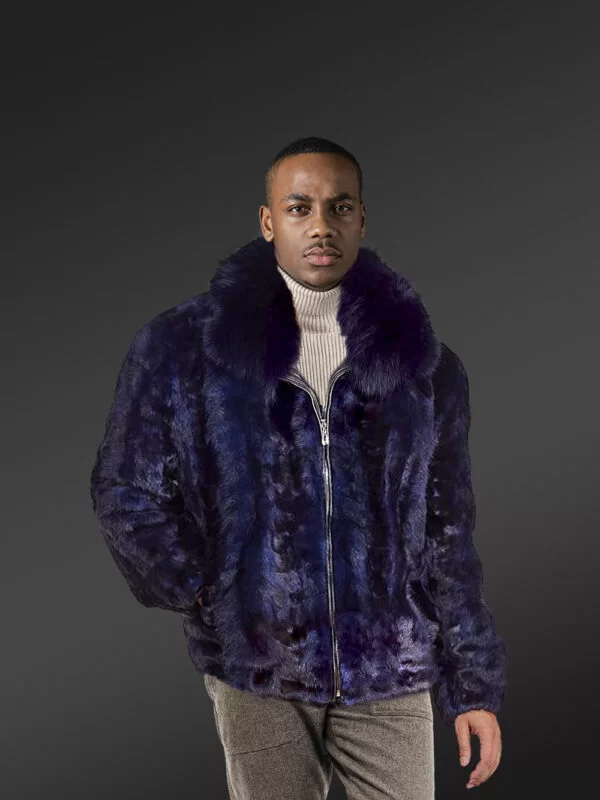 Navy Real Mink Fur Incredible Warm Bomber Jacket